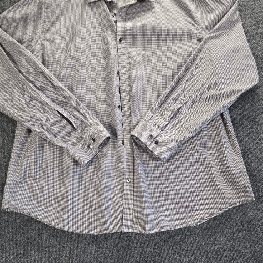 Calvin Klein Mens XXL Infinite Cool Non-Iron Button Down Shirt Black White Check - Picture 9 of 12